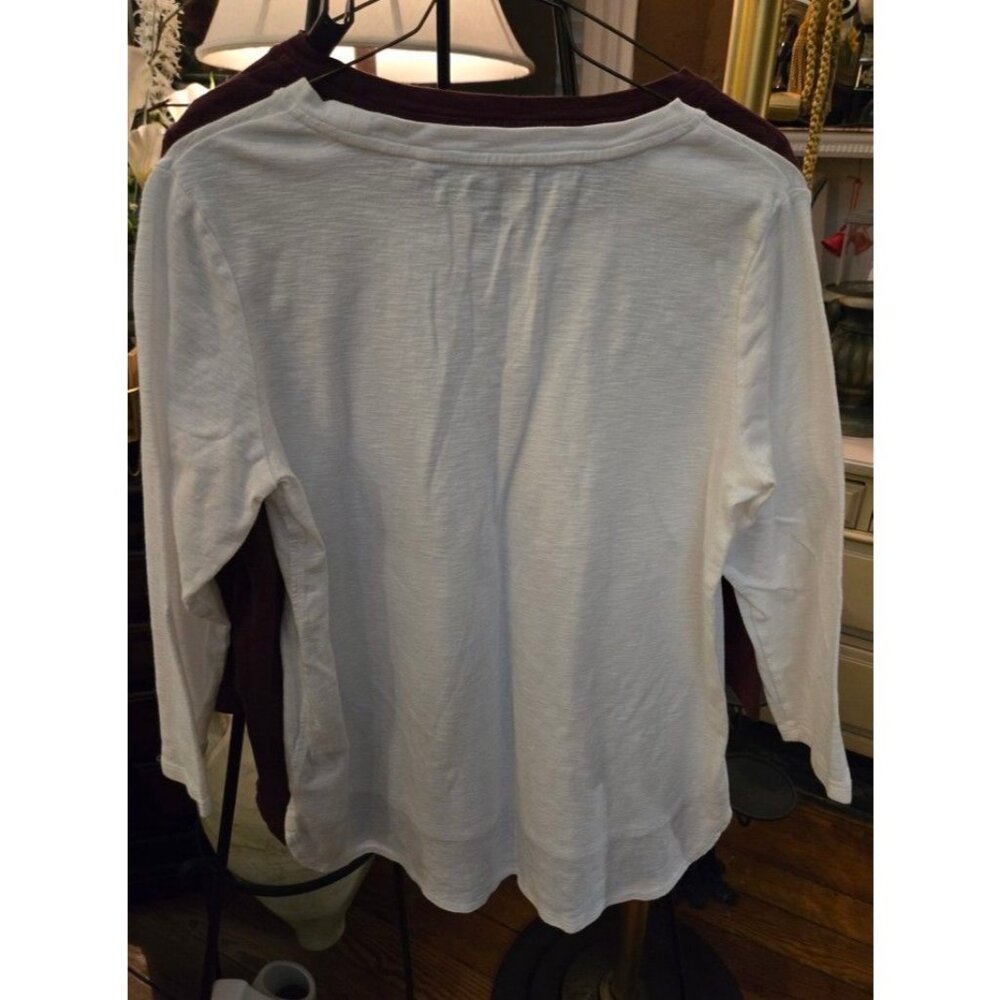WT # 1096 Women's Med, 2 New Kirkland Signature Tees with 3/4 sleeves - Picture 4 of 5